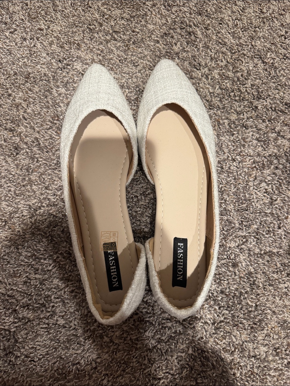 SHEIN Cream Pointed-Toe D'Orsay Flats